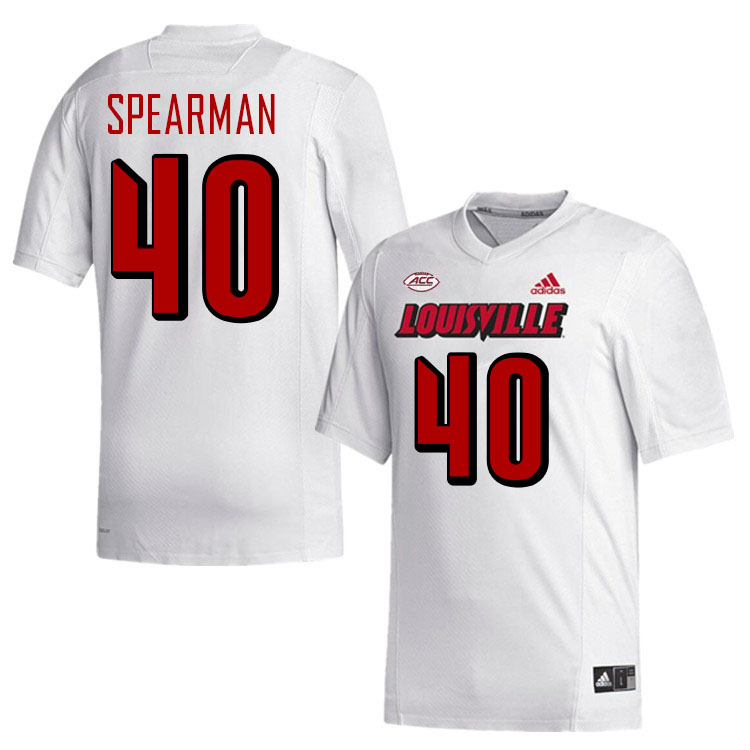 Men #40 Jaiden Spearman Louisville Cardinals College Football Jerseys Stitched-White